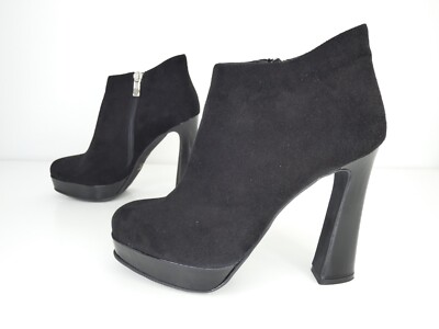 Ausgefallene Plateau Stiefel Stiefeletten High Heel Wildleder Party Ausgehen UK 5 Made in Italy