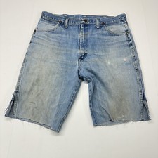 Wrangler Vintage 80s Cut Off Denim Shorts Made in USA Relaxed Distressed Sz 36