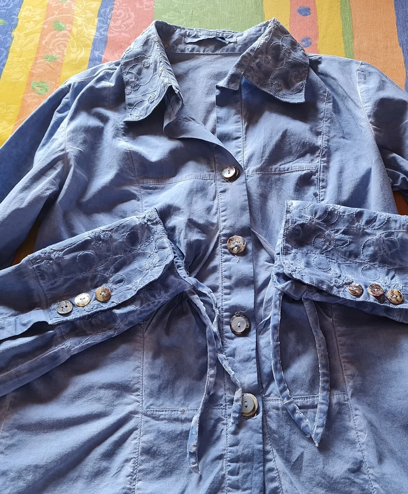 BLUSA ITALIA - BOTTEGA ELISA CAVALETTI BORDADO RAYAS AZUL MUJER:US 8/EU36 Foto 4 de 4