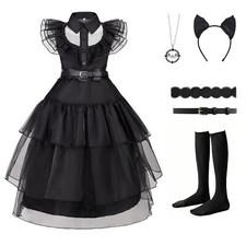 Black Costume Dress for Girls Halloween Costumes Cosplay Party Dress Up with ...