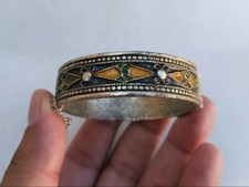 Extremely Vintage Touareg Morocco Enamel Bracelet Silver Color Ethnic African