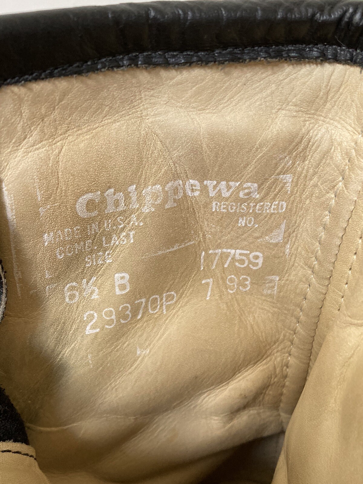 Chippewa Boots Size Womens 6 1/2 B Black Made USA Lace Up Vibram 17759 No Laces