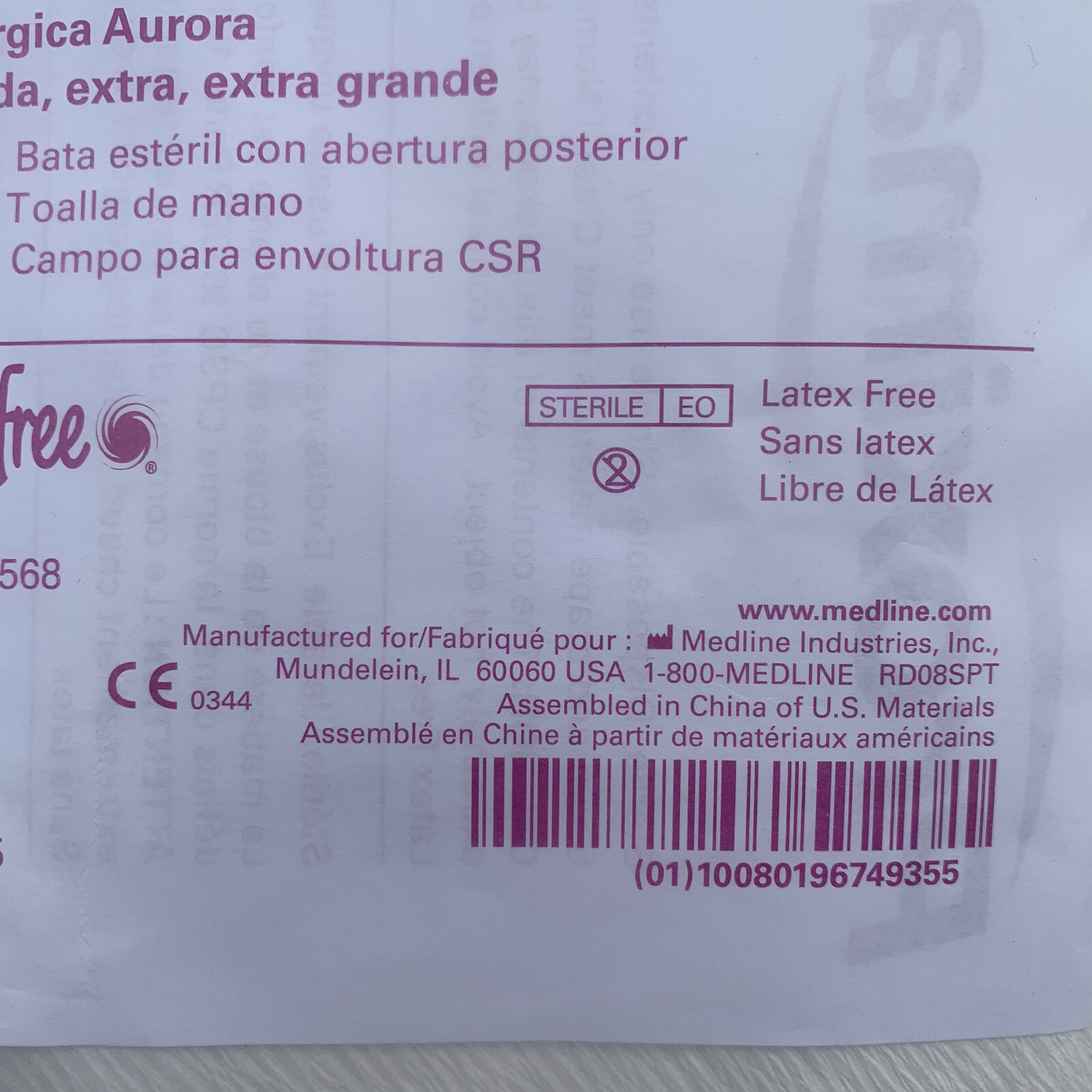 Medline Proxima Aurora Surgical Gown Large Size XXL Level 3 Sterile