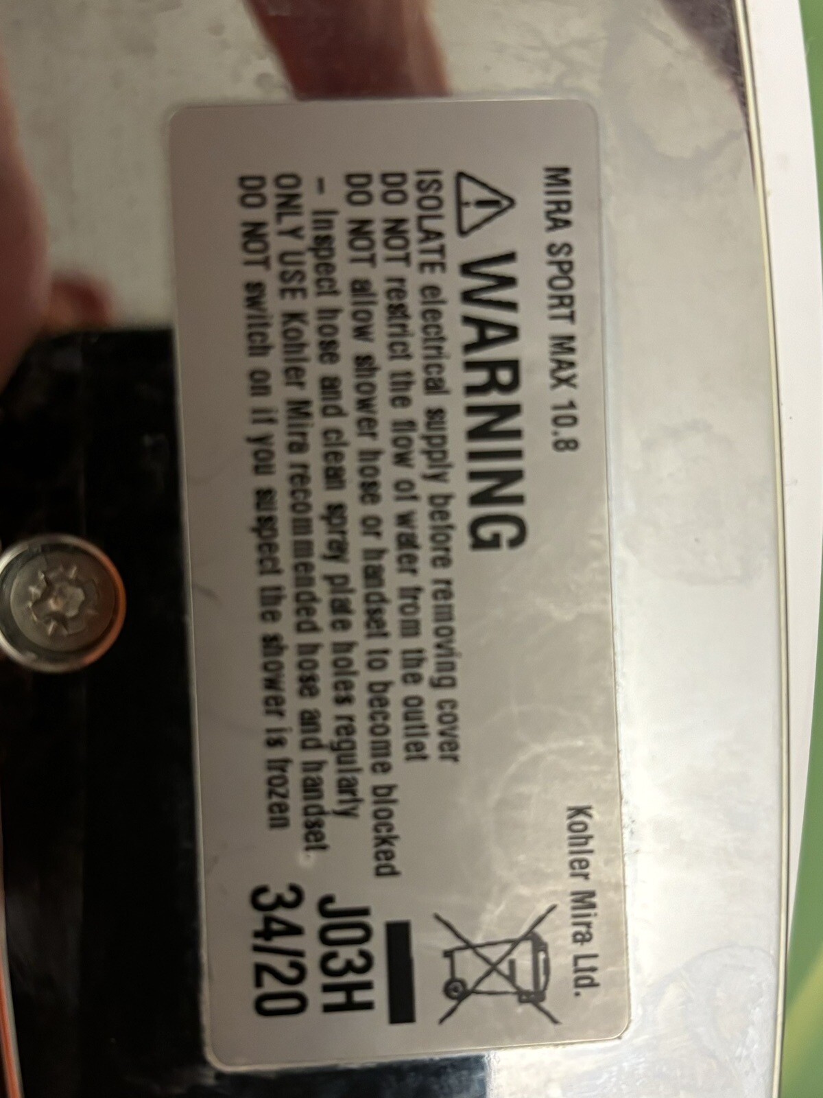MIRA Sport Max 1.1746.008 10.8kw Electric Shower 5013181059533 eBay