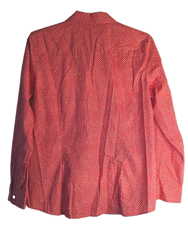 Camisa de vestir para mujer talla 16 Orvis roja a lunares abotonada LS resistente a las arrugas Foto 3 de 4
