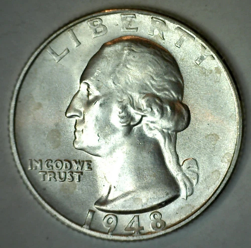 1948 S Washington Silver Quarter 25c US Coin Uncirculated San Francisco Mint