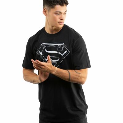 Superman Mens T-shirt Steel Logo Black S-XXL DC Comics Official