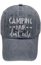 camping hair don't care baseball cap hat Camper Travel Gift Caravan Tent