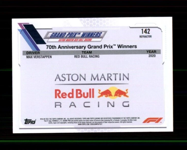 2021 Topps Chrome Formula 1 Refractors #142 Max Verstappen - Image 2 of 2