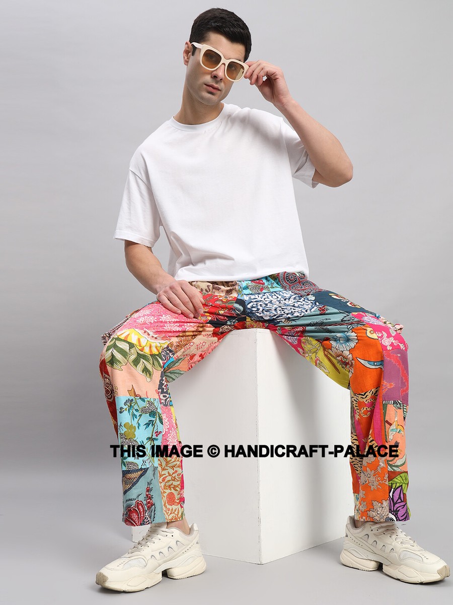 Men Elastic Waist Loose Baggy Pants Summer Trousers Wide Leg Men Elastic Waist Loose Baggy Pants Summer Trousers Wide Leg