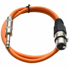 SEISMIC AUDIO Orange 1/4" TRS XLR Female 3' Patch Cable