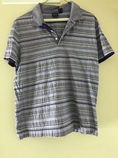Hugo Boss Regular Fit Polo Golf Shirt Size Large Purple Striped Short Sleeve