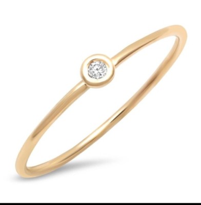 14K Gelbgold vorsteckbarer Kreis mit einzelnem Diamant Draht Ring Knöchel Ring