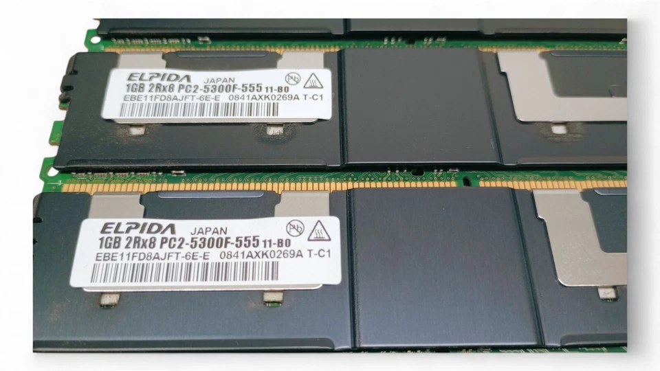 4x ELPIDA 1GB 2RX8 PC2-5300F ECC DDR2-667 Memory Modules EBE11FD8AJFT-6E-E - Image 3 of 4
