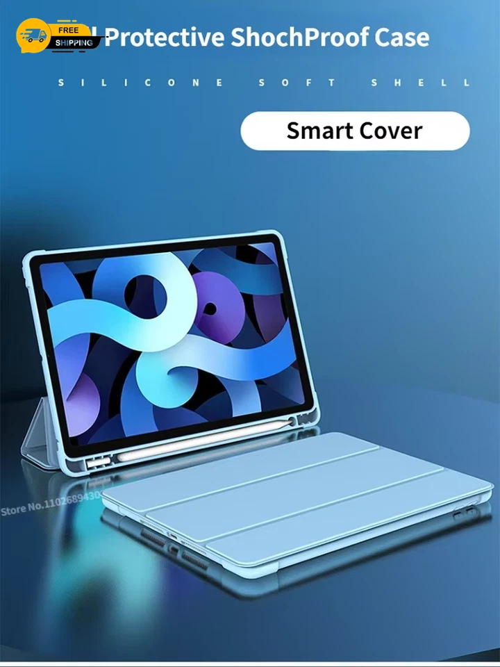 Case for Ipad 10.2 Pro 11 13 9.7 Mini 6 10.5 Air 3 Smart Cover with Pencil Holde - Image 3 of 4