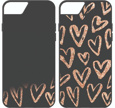 ONN IPHONE FOR iphone XS MAX Black & Rose Gold Liquid Glitter Hidden Hearts 