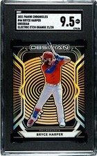 2021 Panini Chronicles Obsidian #44 Bryce Harper ETCH ORANGE /28 SGC 9.5