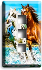 WILD HORSES LAKE WATER RUN LIGHT SWITCH OUTLET WALL PLATE COUNTRY HOME ART DECOR