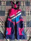 New FXR Youth Sz 4 Cold Cross Pant Black Pink Overalls Bibs Motocross Snowmobile