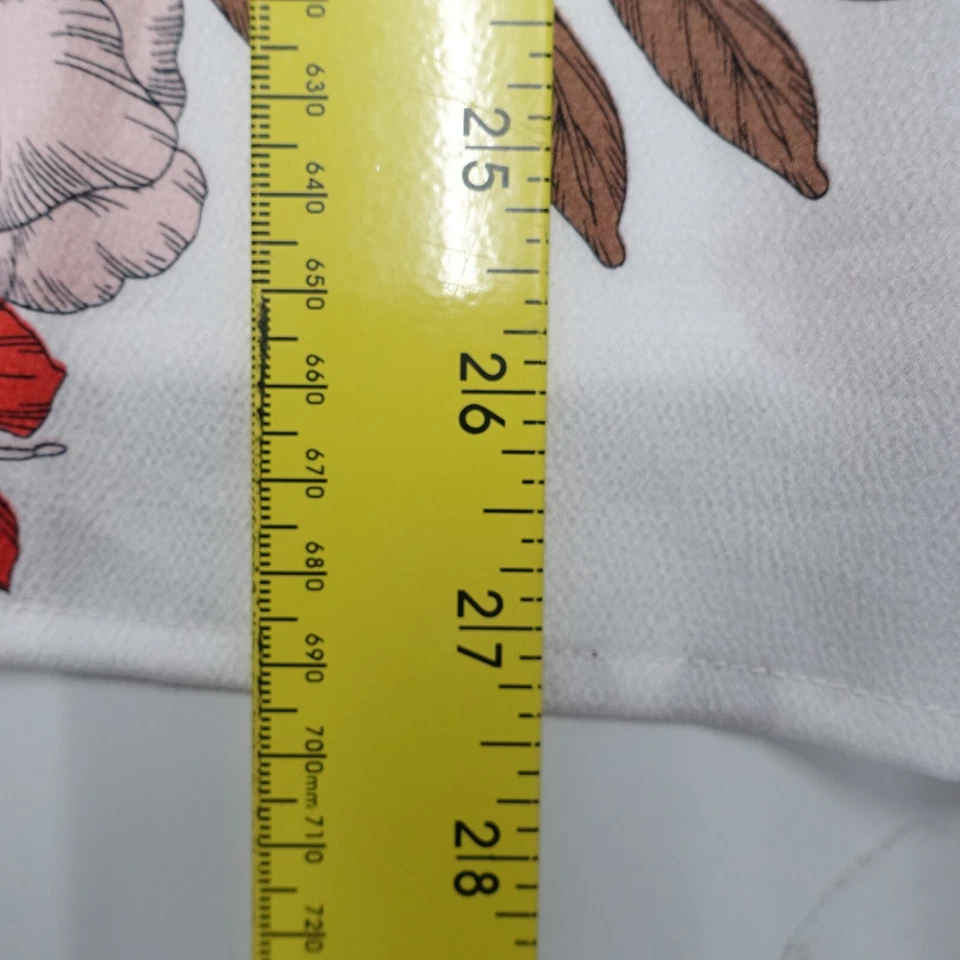 Liz Claiborne Blouse Women's Large White Floral Polyester Cap Sleeve Twist Neck - Image 4 of 4