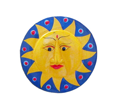 5 Piece DEAL - COOL Hand Painted To Make Magnet / Ornament - BLUE/GOLD SUN FACE