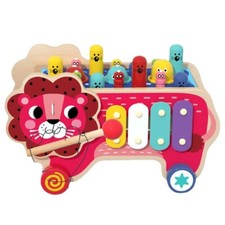 Household Fashion Wooden Toy Lion Playing Piano