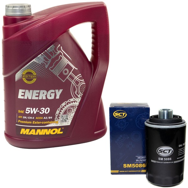 MotoröL Set 5W-30 5 Liter + ÖLfilter SM 5086 FüR Audi A4 A5 TT Seat Skoda VW 2.0-image