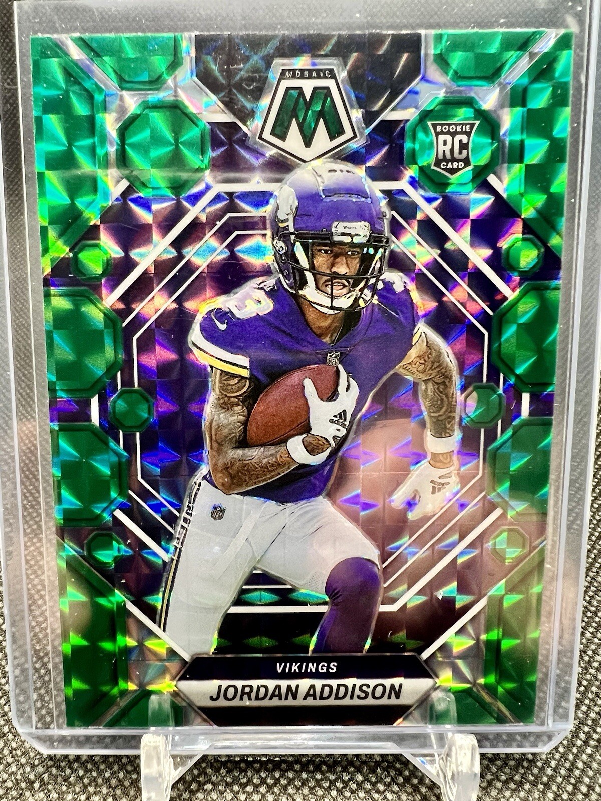 2023 Panini Mosaic JORDAN ADDISON Rookie Green Mosaic Prizm - VIKINGS RC #337