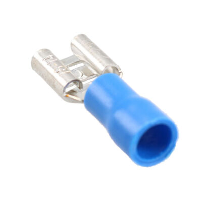 Crimp Connectors 100 Morsetti Femmina A Taglio Isolati Blu | Terminali A Crimpare Per Cavi 16-14 AWG, Materiale Rame Terminali Crimpatura 16-14 AWG