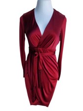 Altuzarra Target Womens size 2 Red Satin Wrap Party Dress tie Waist Scarf 