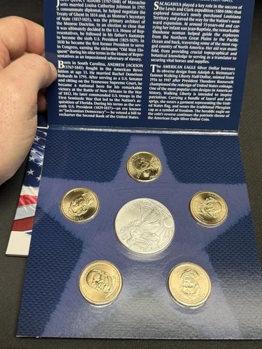 2008 U.S. Mint ANNUAL UNCIRCULATED DOLLAR COIN SET w/ American Silver Eagle $1