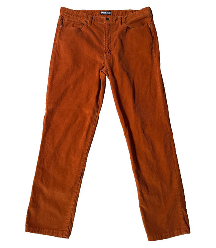 Lands’ End Square Rigger 36 Rust Orange Corduroy Pants Stretch Straight Leg