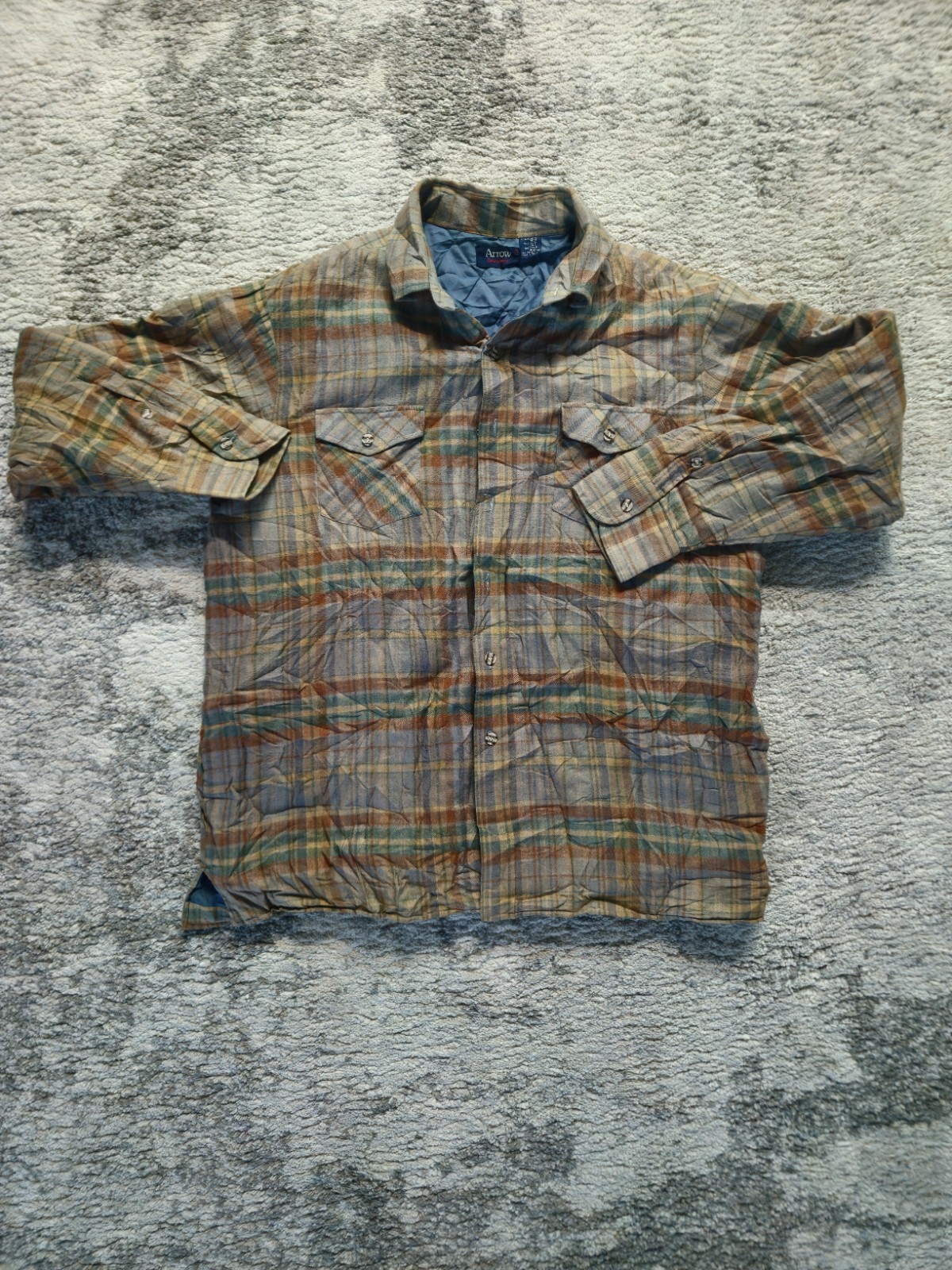 Arrow Sportswear Quilted Flannel Shirt Men’s XL Check Plaid Jacket