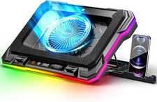 Laptop Cooling Pad Powerful Turbo Fan RGB Gaming Notebook Cooler, IceBlue