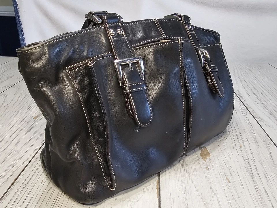Clark's Classic Black Soft Leather Handbag Multi-Pocket Women's Purse - Image 4 of 4