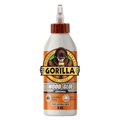 Gorilla Water Resistant PVA Wood Glue, 8 oz Natural Color Carpenter Bond Adhesiv