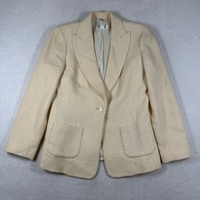 Talbots Petites Cream Wool Blend One Button Blazer Italian Fabric Size 2P