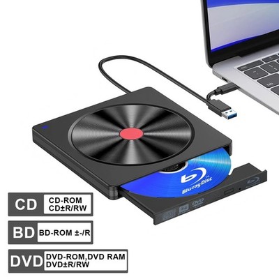 Externes Blu-ray Laufwerk, USB 3.0 & Typ-C BD Reader, DVD/CD Brenner - Portable Blu