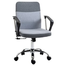 Office Chair Linen Fabric Swivel Desk Chair Home Study Rocker Refurbished