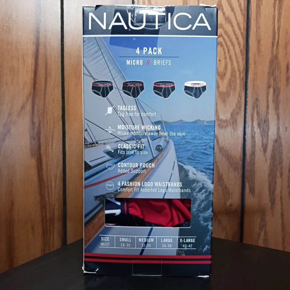 Paquete de 4 calzoncillos Nautica Micro para hombre edición limitada talla pequeña ropa interior sin etiquetas Foto 4 de 4