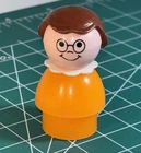 Orange Girl Glasses Brown Molded Hair Vtg Fisher Price Little People 2550 School