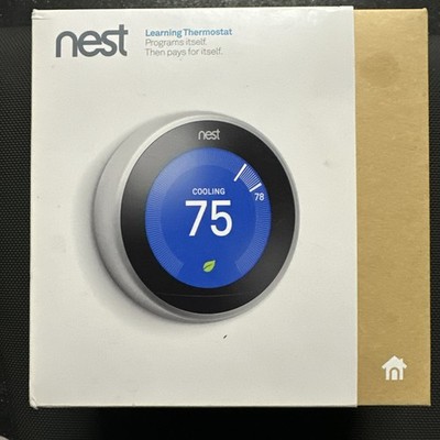 Google Nest T3007ES Wi-Fi Learning Thermostat - Stainless Steel New Open Box