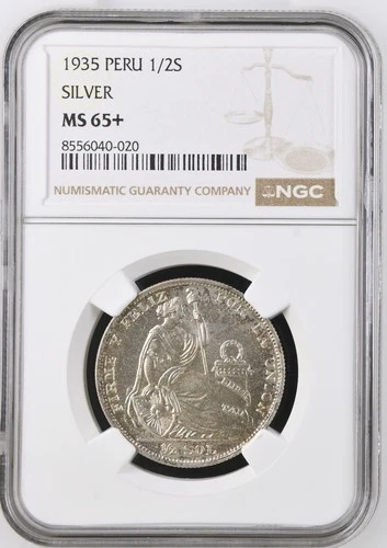 1/2 Sol 1935, Peru NGC MS 65+ Only 2 Higher Graded