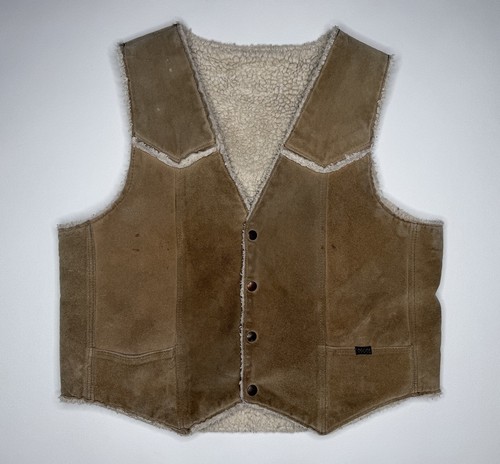 Vintage Wrangler Suede Sherpa Lined Western Vest XL