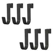 Over Cabinet Door Hooks, 6 Pack Heavy Duty Metal J-Hooks Black-6pcs