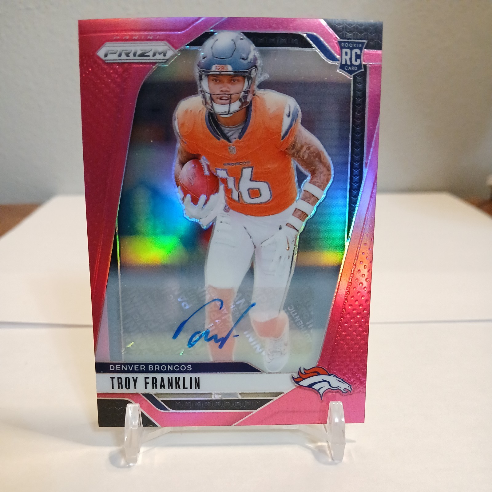 2024 Panini Prizm Troy Franklin AUTO RC Pink Prizm Broncos Rookie