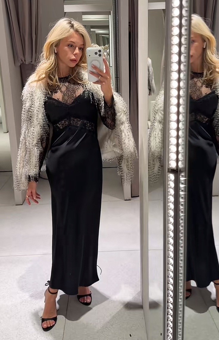 ZARA NWT WOMAN SS25 LONG COMBINATION LACE DRESS BLACK | 8741/266 ZARA NWT WOMAN SS25 LONG COMBINATION LACE DRESS BLACK | 8741/266