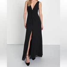 NWT Lulus Endearing Elegance Black Sleeveless Twist-Front Maxi Dress Size Medium