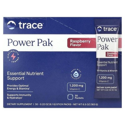 Trace Minerals, PowerPak, Raspberry, 30 Stick Packs, 0.22 oz (6.1 g) Each