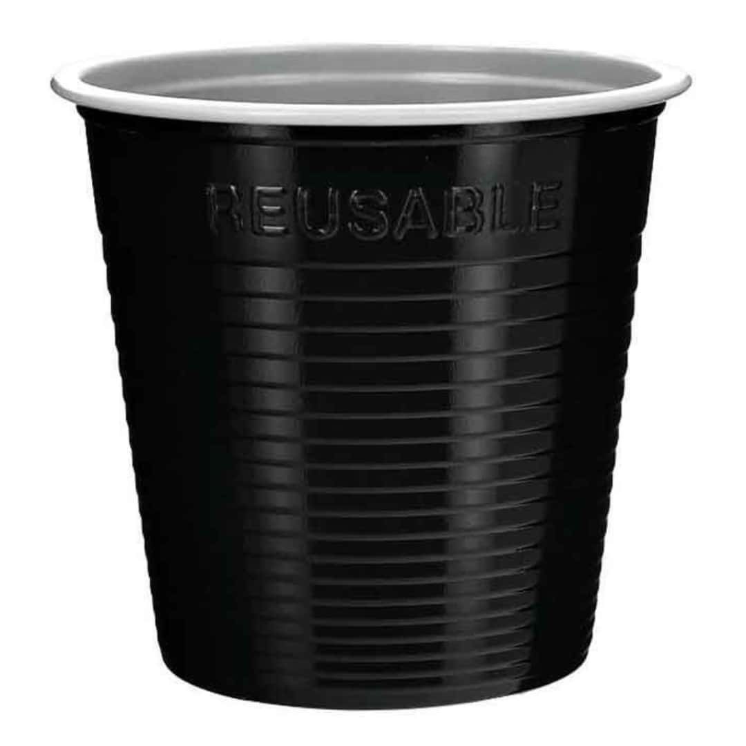 Bicolor Black Plastic Glass Reusable 230 CC 30 Pcs - Dopla - Parties And Events